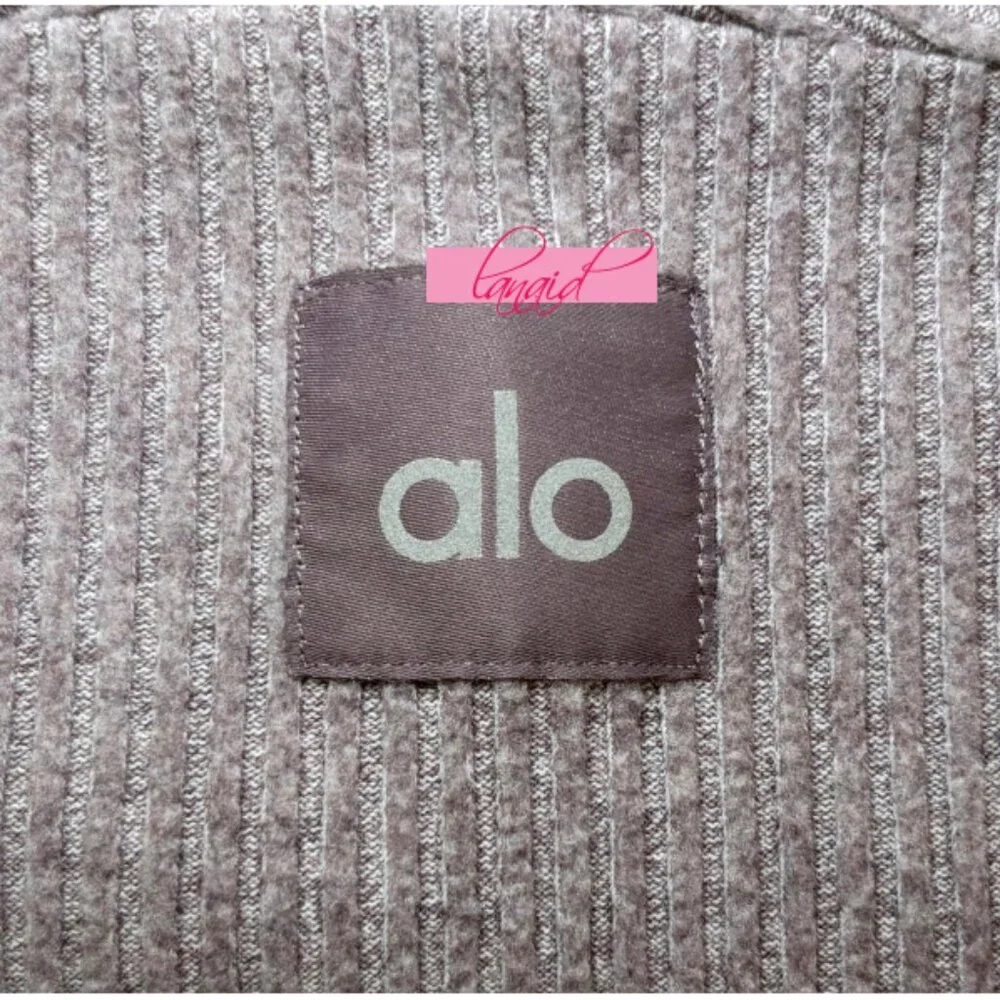 Alo Muse Hoodie Raisinette Heather Ribbed Violet Hood Sweater Hooded Sweatshirt